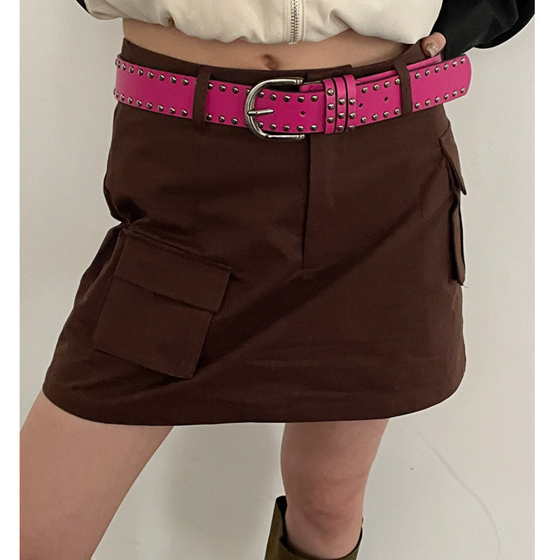 y2k -Punk Style Double-Row Rivet Belt