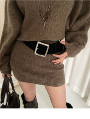 Wide Belt Suede Faux Suede Square Pin Buckle Belt Waist