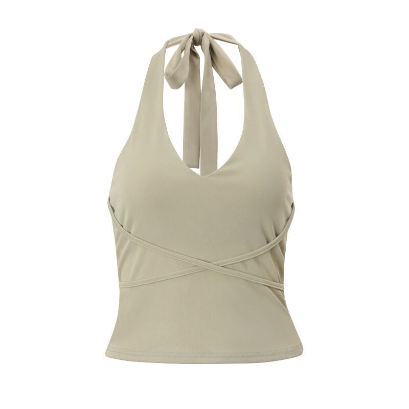 U-Neck Cross-Tie Halter Top