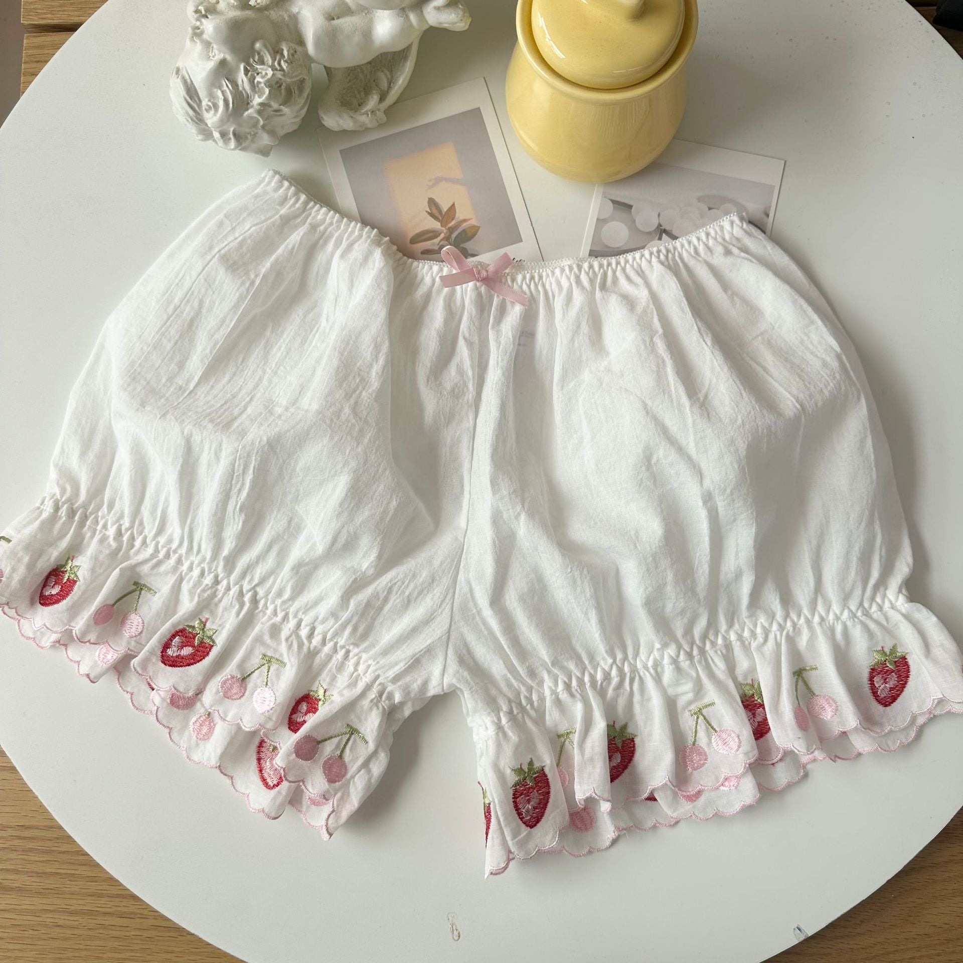 2-Piece Strawberry Embroidered Cottagecore Undergarments Set