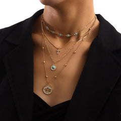 Flower Diamond Cross Pendant Necklace