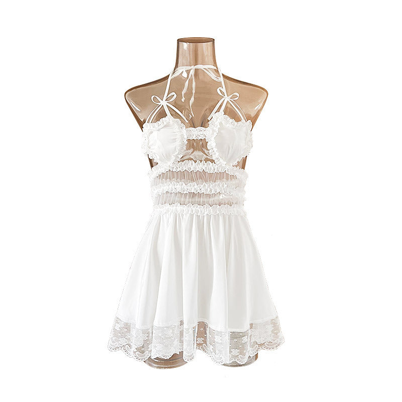 Lace Satin Suspender Skirt Women Nightdress Lingerie Set