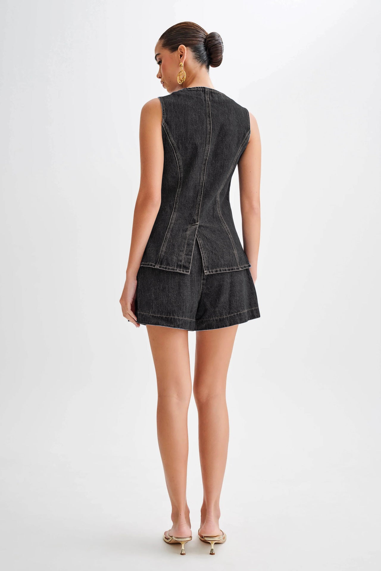 Casual Sleeveless High Waist Suit Denim Shorts