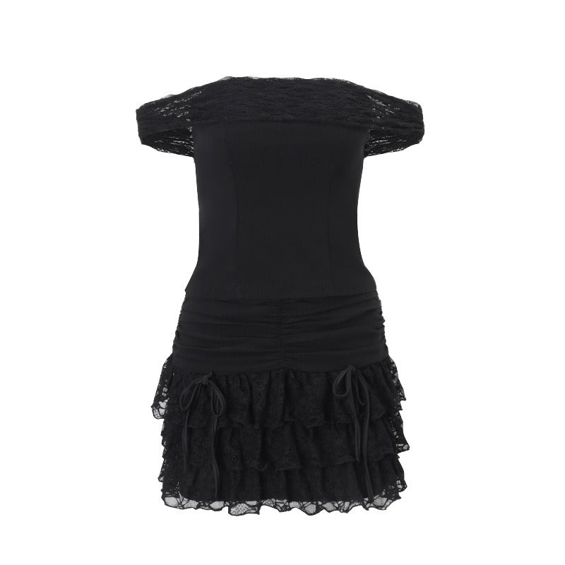 Off-Shoulder Tube Top And Ruffled Skirt Set