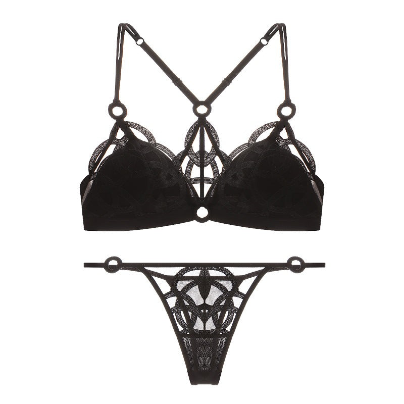 Mesh Embroidered Wireless Bralettes Set