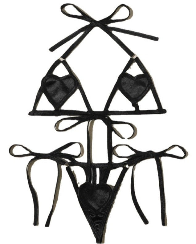 Sling Straps Heart Hollow Lingerie Sets