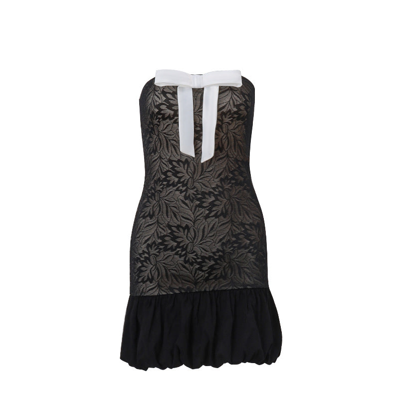 One-Shoulder Bow-Knot Tube Top Dress