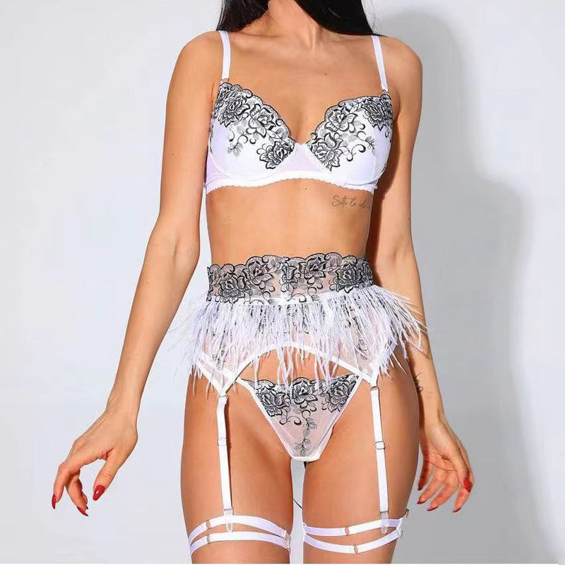 Embroidery Lace Trim Sexy Lingerie Set