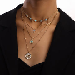Flower Diamond Cross Pendant Necklace