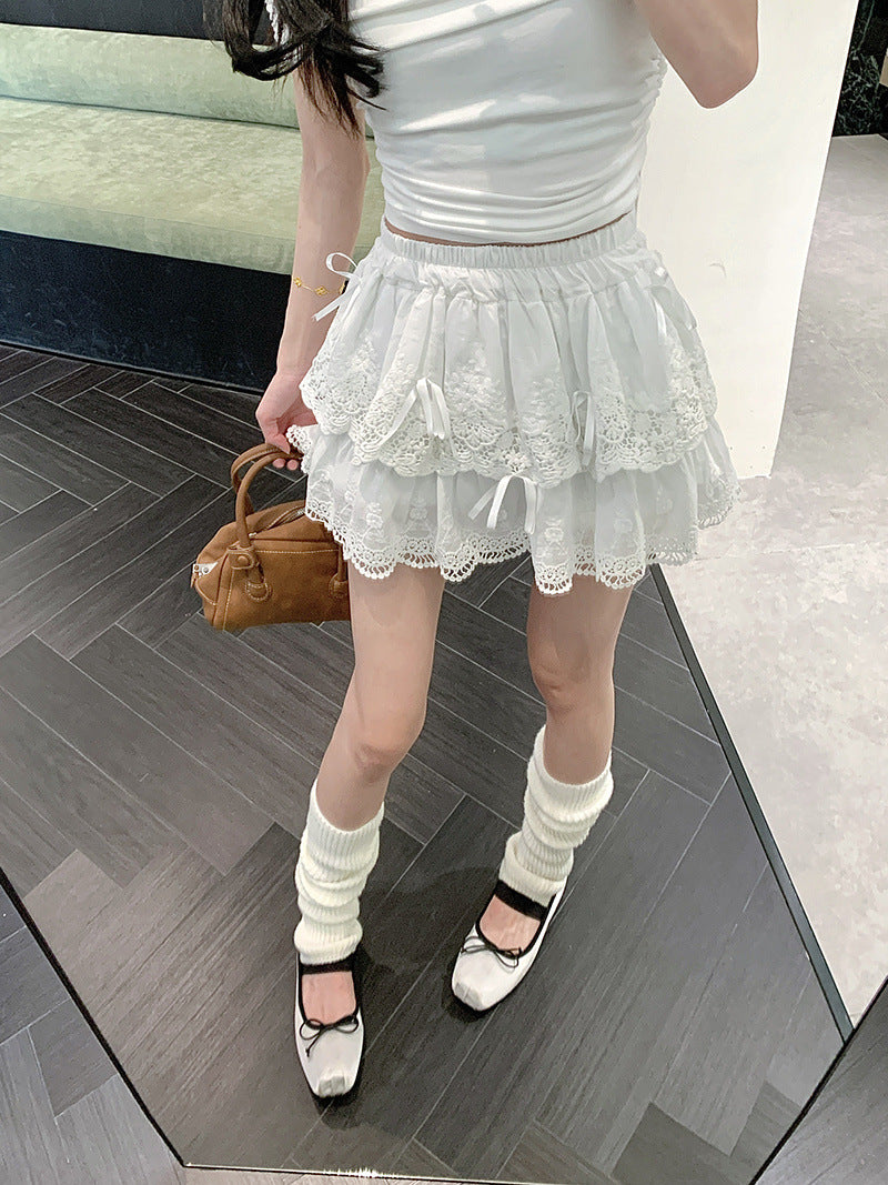 Falda de encaje estilo princesa coqueta con lazos de WinterLake Balletcore