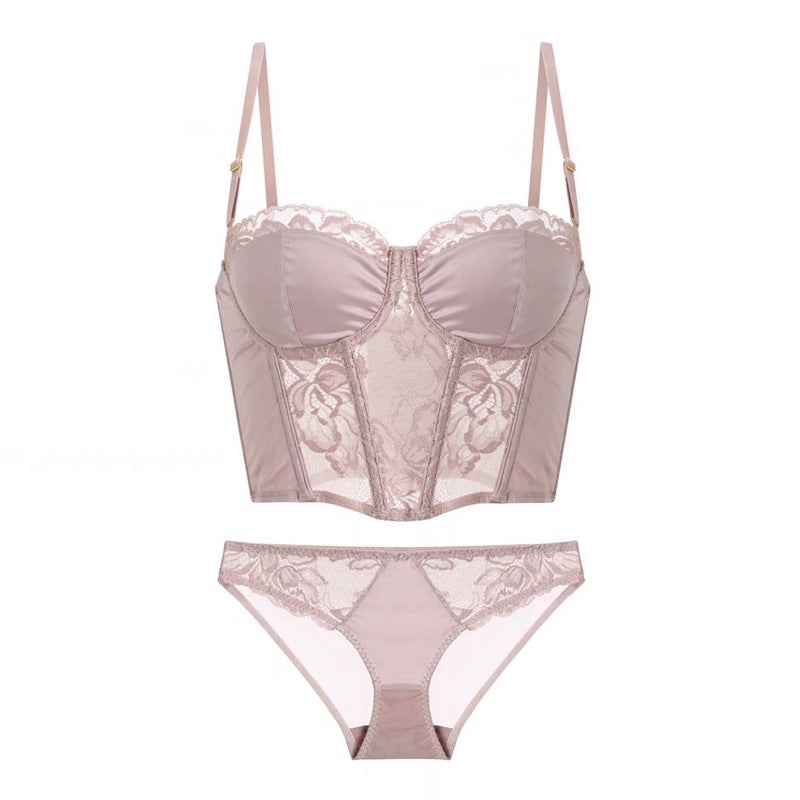 Sexy Underwire Corset Lace Brief Set