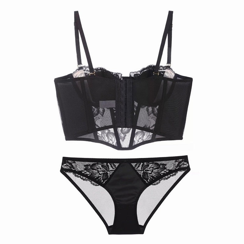 Sexy Underwire Corset Lace Brief Set