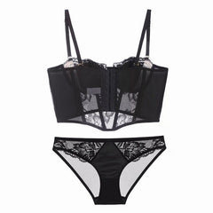Sexy Underwire Corset Lace Brief Set