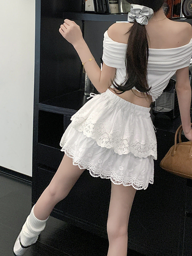 Falda de encaje estilo princesa coqueta con lazos de WinterLake Balletcore