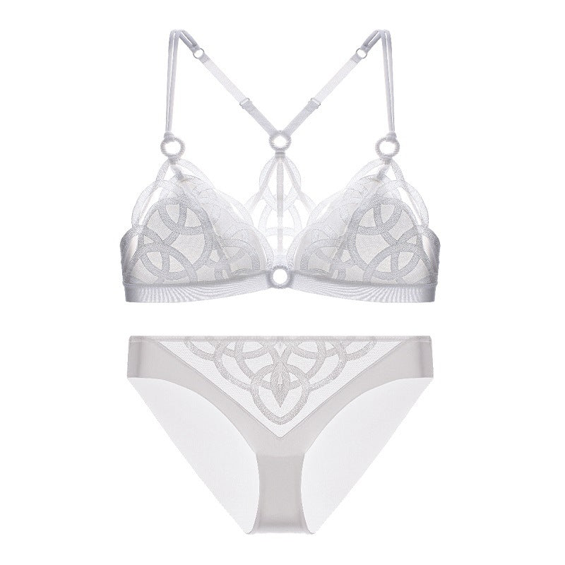 Mesh Embroidered Wireless Bralettes Set