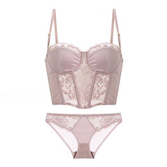 Sexy Underwire Corset Lace Brief Set