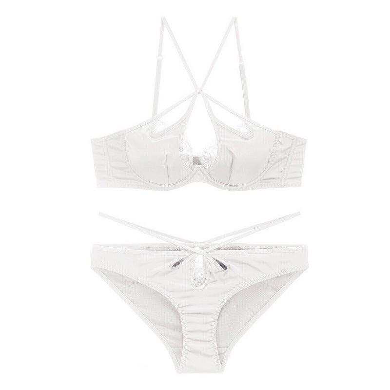 Satin Crossover Tie Soft Underwire Bralette Set