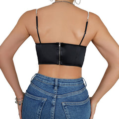 Strappy Ruched Rhinestone Corset Club Wear