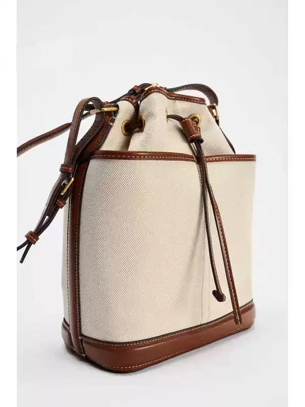 Bucket Denim Stitching PU Large Capacity Bag