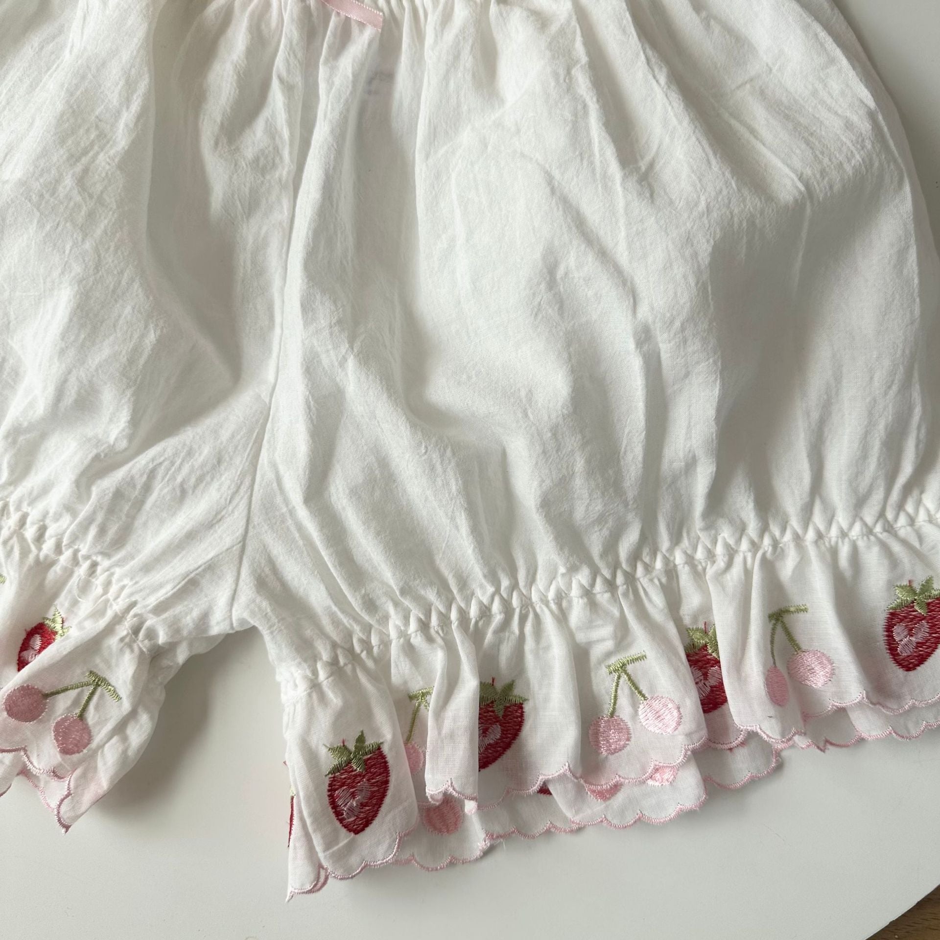 2-Piece Strawberry Embroidered Cottagecore Undergarments Set