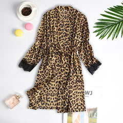 Leopard Lace Pajamas Three-piece Set