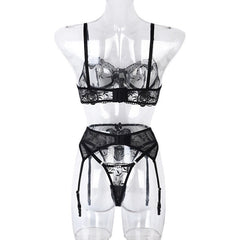 New Lace Bow Black Lingerie Set