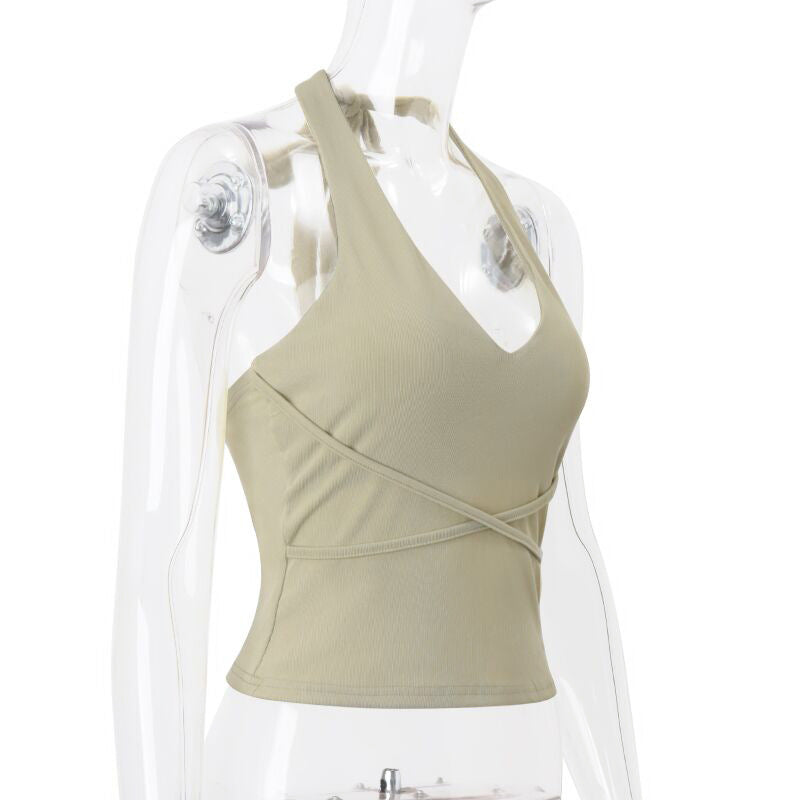 U-Neck Cross-Tie Halter Top