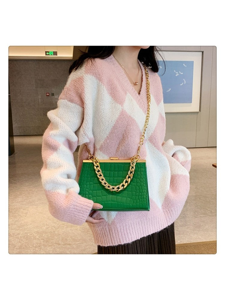 Stone Pattern Chain Ladies Stylish Shoulder Bags