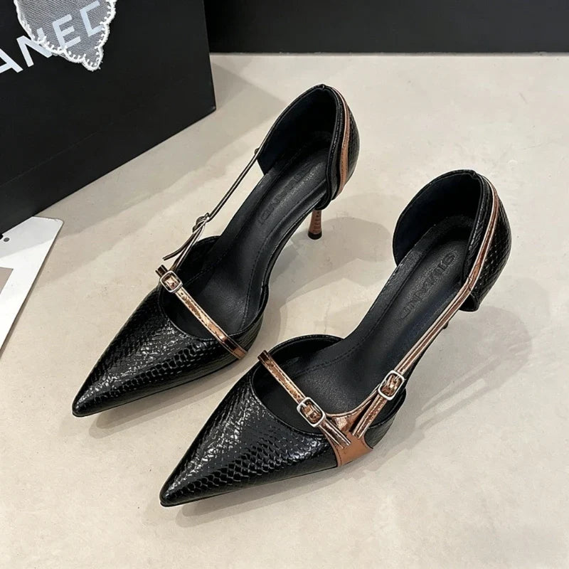 Pointed Toe Single Strap Shallow Pumps
