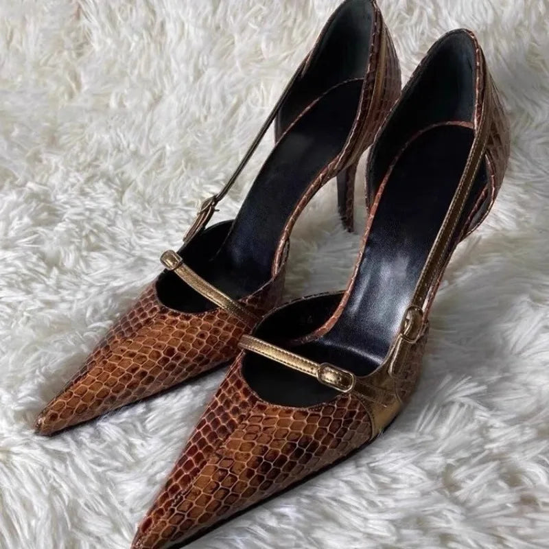Pointed Toe Single Strap Shallow Pumps