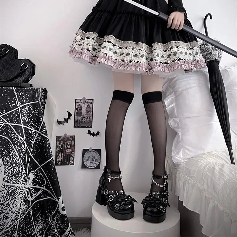 Punk Rivets Metal Chain Chunky Platform Pumps