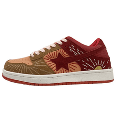 Red Sun Star Embroidery Indie Aesthetic Women's Sneakers