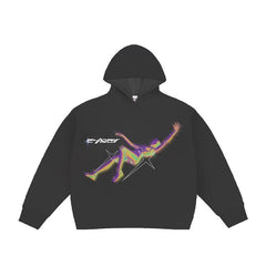 Retro Cyber Print Loose Hoodie