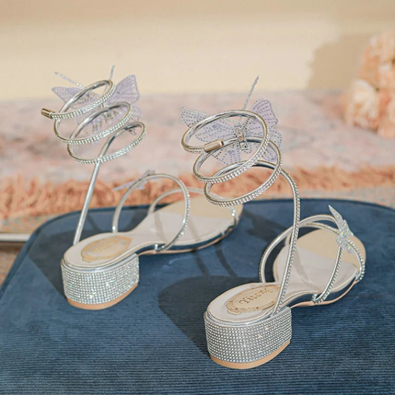 Rhinestone Serpentine Sandals