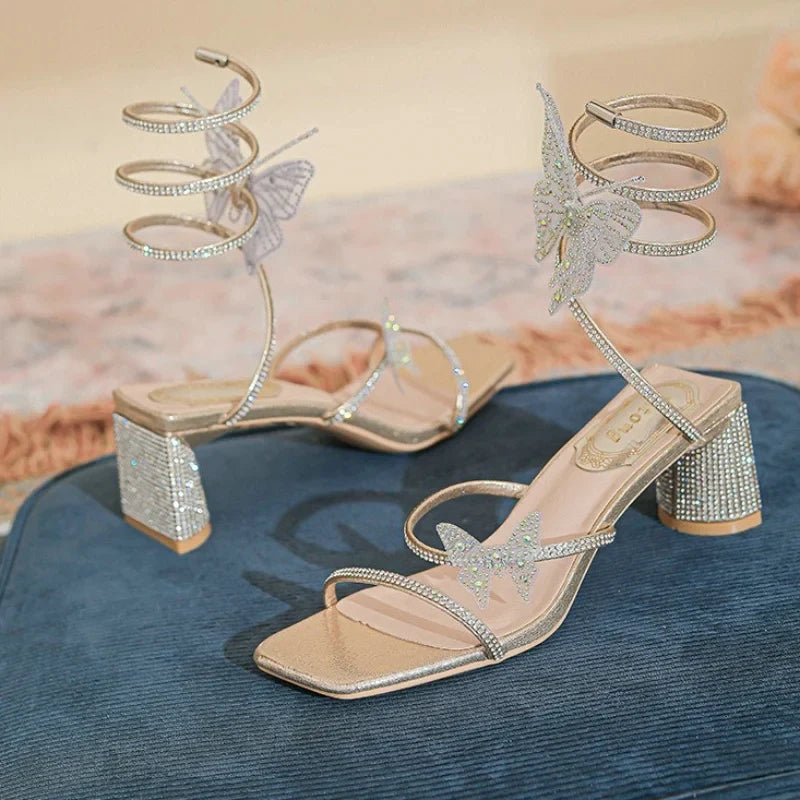 Rhinestone Serpentine Sandals
