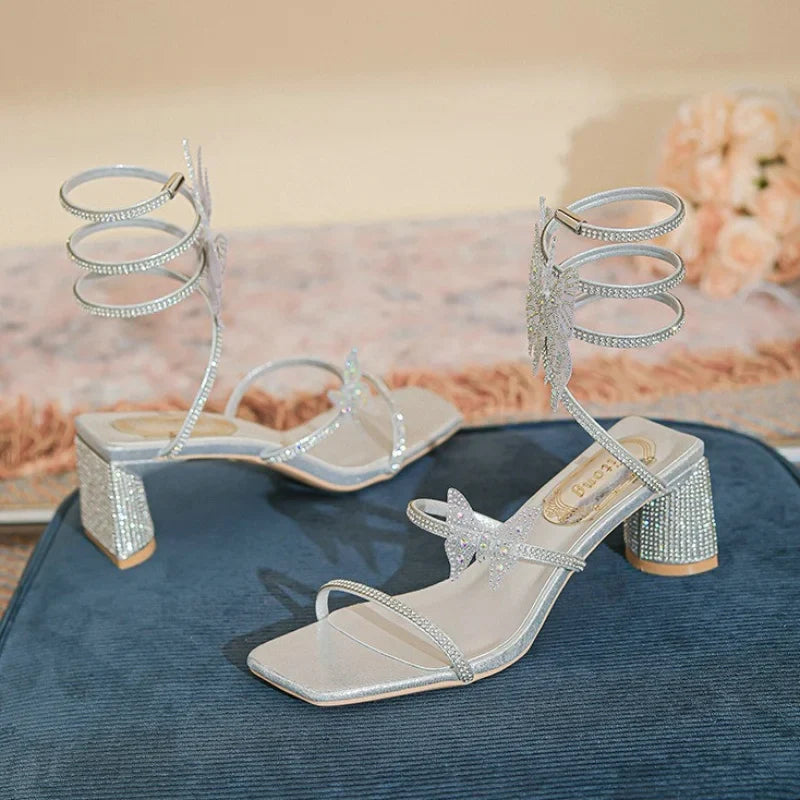 Rhinestone Serpentine Sandals