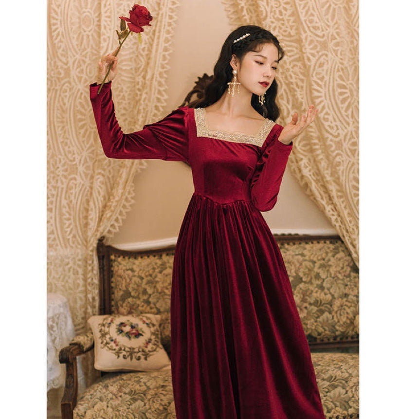 Rosered Belle Vintage-Red Velvet Princesscore Fairytale Dress