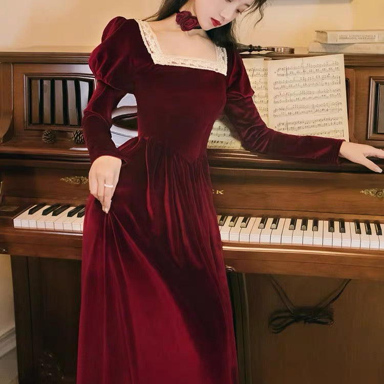 Rosered Belle Vintage-Red Velvet Princesscore Fairytale Dress