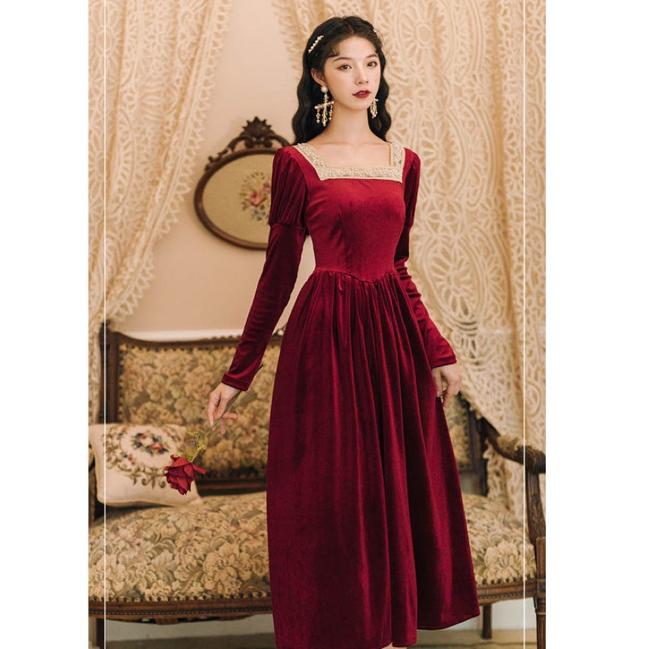 Rosered Belle Vintage-Red Velvet Princesscore Fairytale Dress