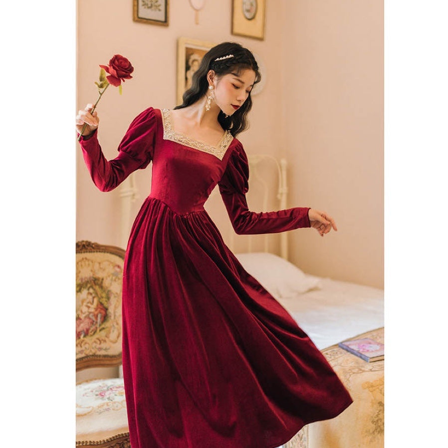 Rosered Belle Vintage-Red Velvet Princesscore Fairytale Dress