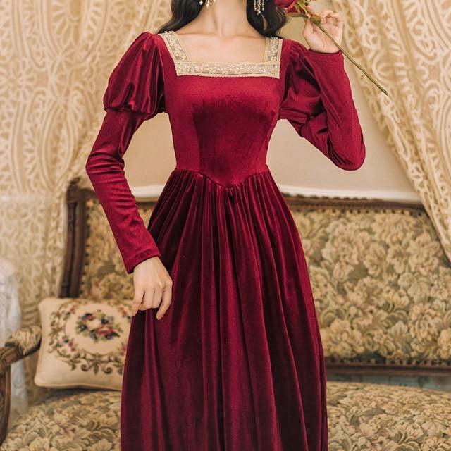 Rosered Belle Vintage-Red Velvet Princesscore Fairytale Dress