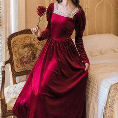 Rosered Belle Vintage-Red Velvet Princesscore Fairytale Dress
