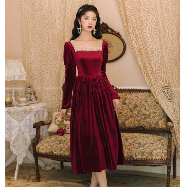 Rosered Belle Vintage-Red Velvet Princesscore Fairytale Dress