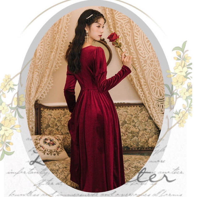 Rosered Belle Vintage-Red Velvet Princesscore Fairytale Dress