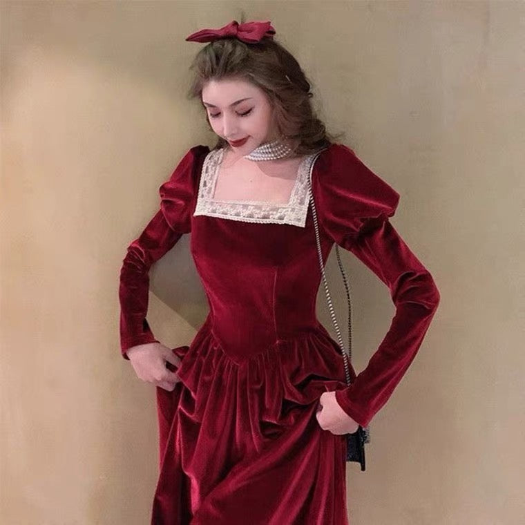 Rosered Belle Vintage-Red Velvet Princesscore Fairytale Dress
