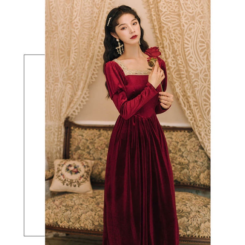 Rosered Belle Vintage-Red Velvet Princesscore Fairytale Dress