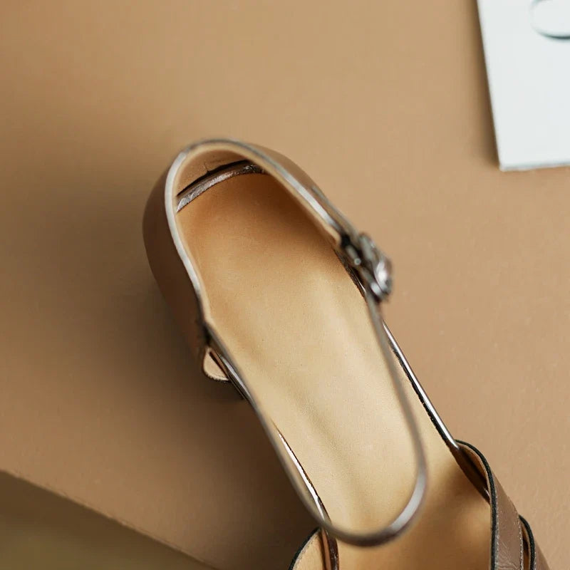 Baotou Cowhide Metal Rivet Set Diamond Bag and Roman High Heel