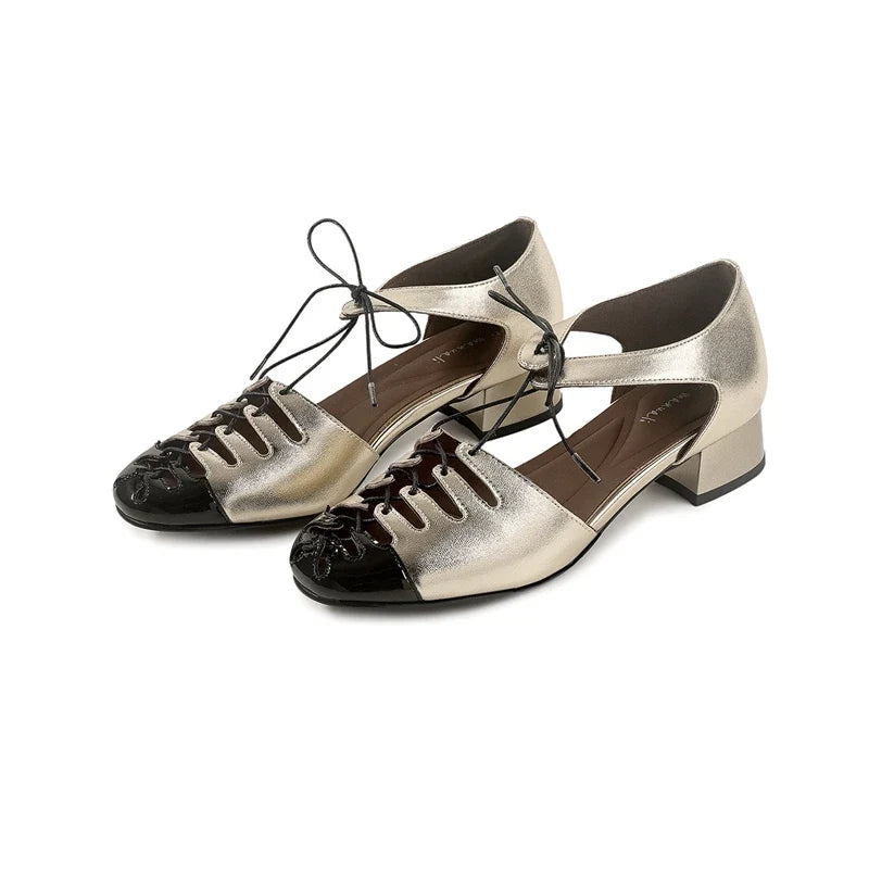 sheepskin round toe tie