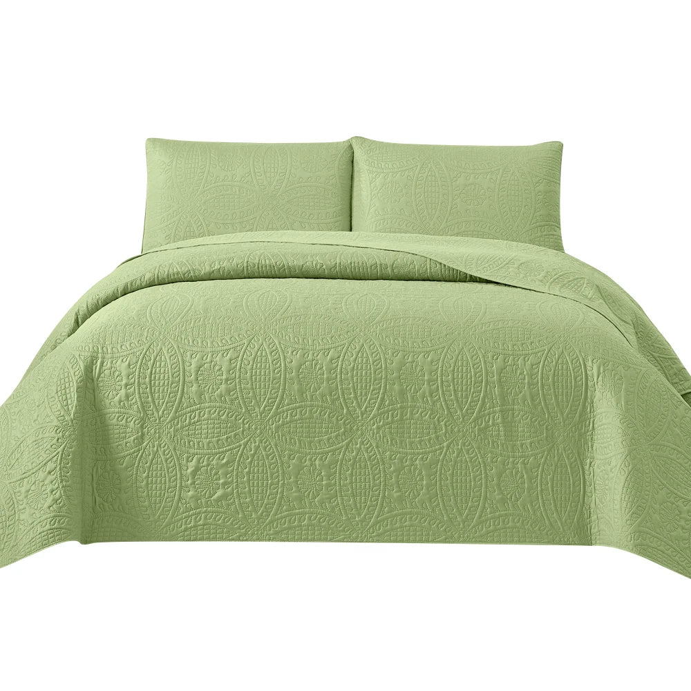 3pcs Luxury Quilted Microfiber Bedspread Coverlet Bedding Set