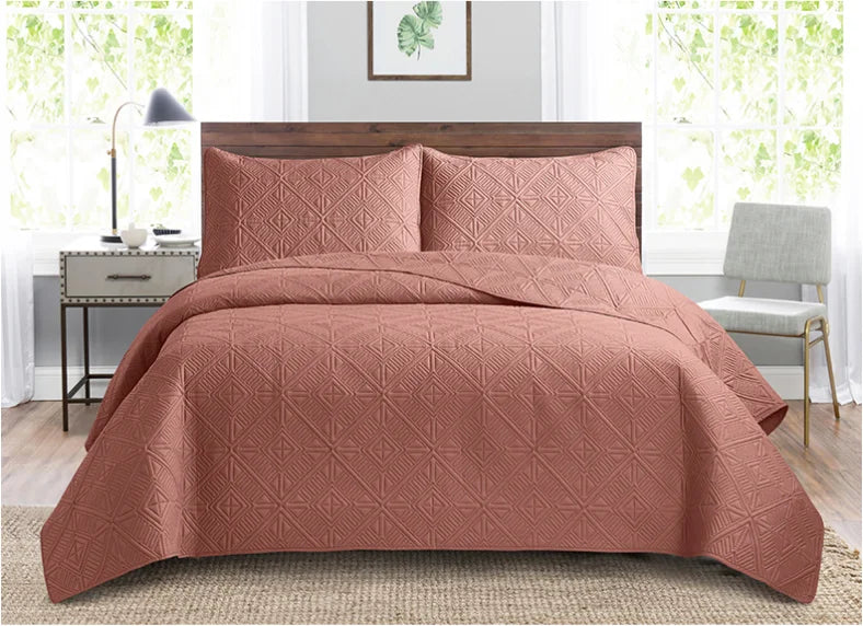 3pcs Luxury Quilted Microfiber Bedspread Coverlet Bedding Set